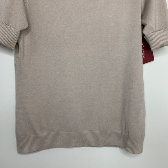 Tradition Women's Cowl Neck Sweater Top 3/4 Length Sleeve Stretch Taupe y2k - Picture 9 of 16